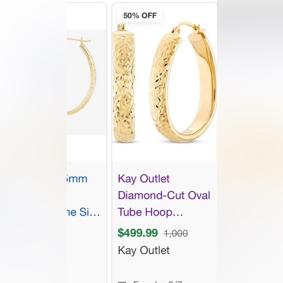 14K gold oval hoops - Picture 6 of 7